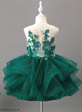 - Flower Girl Dresses Amber Scoop Ball-Gown/Princess Girl Flower Knee-length Sleeveless Tulle/Lace/Sequined Dress Neck