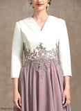 Dress A-Line Rosa Lace Tea-Length of Mother of the Bride Dresses V-neck the Chiffon Bride Mother