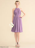 Justice With Neck Dress A-Line Knee-Length Homecoming Dresses Scoop Homecoming Lace Chiffon Lace