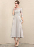 Sequins Scoop Dress With Esperanza Neck the Mother of the Bride Dresses Chiffon Beading of Mother Bride A-Line Tea-Length Lace