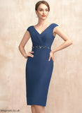 Mother of the Bride Dresses Ruffle Sheath/Column Camryn the Dress V-neck of With Bride Knee-Length Beading Chiffon Sequins Mother