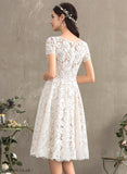 A-Line Gertrude Scoop Wedding Dresses Dress Knee-Length Neck Lace Wedding