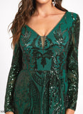 Sequined Sheath/Column V-neck Lace Cocktail Lucinda Sequins Dress Lace With Asymmetrical Cocktail Dresses
