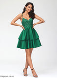 V-neck Lace Sequins With Homecoming Dresses Homecoming A-Line Satin Lace Liberty Short/Mini Dress