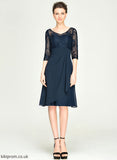 Cascading Lace Mother of the Bride Dresses Bride Dress Mother Ruffles A-Line V-neck With the of Knee-Length Natalie Chiffon
