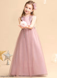 With Dress Satin/Tulle/Lace Neck Girl Flower Sleeveless Flower Girl Dresses Fatima Beading/Sequins Scoop - Ball-Gown/Princess Floor-length