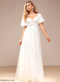 Wedding Dresses Lace Floor-Length Sandra Sequins V-neck A-Line Tulle With Beading Lace Wedding Dress