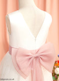 Girl Satin/Tulle Aiyana Flower Girl Dresses Scoop Sash/Bow(s)/V Neck Dress Flower With Sleeveless Tea-length Back - A-Line