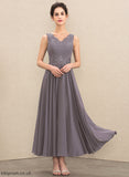 Chloe Appliques Beading A-Line Mother of the Bride Dresses With Ankle-Length the Chiffon Sequins Lace Dress Bride Mother V-neck of