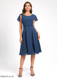 Knee-Length Cocktail Dresses Dress Pleated Cocktail With Angel Scoop Neck Ruffle Chiffon A-Line