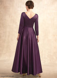 Bride of the A-Line Mother of the Bride Dresses Mother V-neck Dress Pockets With Ankle-Length Satin Gisselle