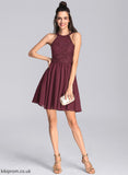 Chiffon Dress Homecoming Neck Short/Mini A-Line Lace Scoop Homecoming Dresses With Amelie