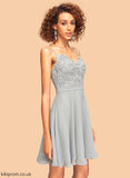 With Lace Homecoming Dresses V-neck Beading Dress A-Line Maren Short/Mini Homecoming Chiffon