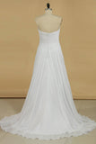Sweetheart Pleated Bodice A Line Wedding Dress With Flowing Chiffon