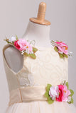 Scoop Flower Girl Dresses A-Line With Flowers Lace &