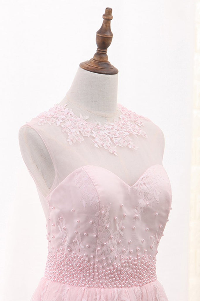 A Line Scoop Lace With Applique And Beads Homecoming