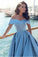A Line Off The Shoulder Prom Dresses Satin With