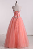 Hot Fuchsia Quinceanera Dresses Ball Gown Sweetheart Floor-Length Tulle With Embroidery Lace Up