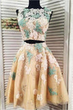 Two Pieces Lace Tulle Homecoming Dress