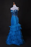 Cheap Prom Dresses Blue Sweetheart Floor Length Organza Taffeta