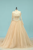 Wedding Dresses V Neck Long Sleeves Tulle With Applique A