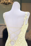 Spaghetti Straps Appliques Mermaid Prom Dress Ruffle Skirt Formal STBPEY5G4CG