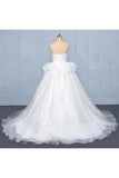 Ball Gown Sweetheart Tulle Wedding Dress, Gorgeous Sweep Train Bridal