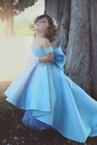 Off The Shoulder Flower Girl Dresses Satin A Line With Bow Knot