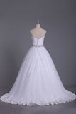 Strapless Tulle Wedding Dresses A-Line With Applique