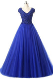 Tulle Prom Dresses V-Neck Floor-Length With