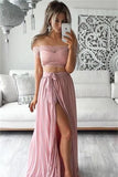 Graceful Two Pieces Prom Dresses A Line Chiffon Boat Neck With Lace Bodice Zipper