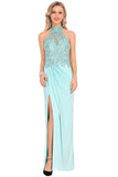 Prom Dresses Halter Chiffon With Applique And Slit