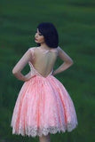 Lace Pink Homecoming Dress Lace Short Prom Dress Country Homecoming Gowns