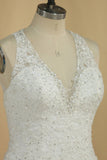 Wedding Dresses V Neck Organza With Applique And Beads