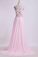 Open Back Prom Dresses Halter A Line Sweep Train Chiffon With Beads&Ruffles