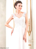 V-neck Sweep Beading Sibyl Wedding Dresses A-Line Sequins With Chiffon Dress Train Wedding Lace