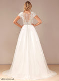 Amiah Ball-Gown/Princess Sequins V-neck Wedding Dresses Wedding Court Lace Tulle With Train Lace Dress