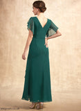 of Aimee V-neck Ankle-Length Sequins Mother of the Bride Dresses A-Line Dress Ruffle the With Bride Beading Chiffon Mother