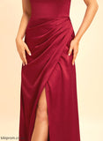 Neckline Length SplitFront Fabric A-Line Embellishment Off-the-Shoulder Floor-Length Silhouette Miranda Natural Waist Straps Bridesmaid Dresses