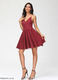 Homecoming A-Line Dress Homecoming Dresses Short/Mini Lace Sequins Armani Tulle With V-neck