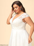 Front Sweep Split V-neck Wedding Dresses Lace Chiffon A-Line Wedding With Silvia Train Dress