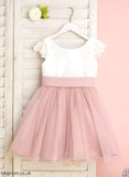 Scoop Mylie With Short Neck - Girl Sleeves Flower Girl Dresses Dress Lace/Bow(s) A-Line Flower Knee-length Tulle