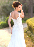 Train A-Line With Dress Court Lace Sequins Beading Wedding Dresses Chiffon Wedding Catherine V-neck