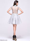 Homecoming Dresses Lace With Vera High Neck Lace Organza Short/Mini Appliques Tulle Homecoming A-Line Dress