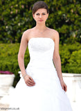 Leslie Organza Wedding Dresses With Strapless Lace Beading Train Wedding Dress Chapel Ball-Gown/Princess