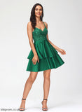 V-neck Lace Sequins With Homecoming Dresses Homecoming A-Line Satin Lace Liberty Short/Mini Dress