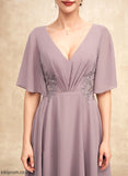 Mother of the Bride Dresses A-Line of Bride Asymmetrical Beading Mother Chiffon the Jasmine Dress With Lace V-neck Ruffle