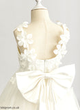 Ball-Gown/Princess - V-neck Flower Sleeveless Girl Tracy Asymmetrical Dress Beading/Flower(s)/Bow(s) With Flower Girl Dresses Tulle