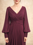 A-Line Alessandra Mother of the Bride Dresses Chiffon V-neck the Ruffle With of Mother Bride Asymmetrical Dress
