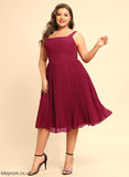 Vicky Chiffon Square Dress Neckline A-Line With Cocktail Dresses Cocktail Knee-Length Pleated